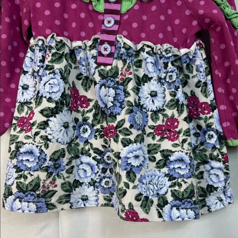 Matilda Jane New Trails purple polka dot and floral tunic size 6-12 months Pit